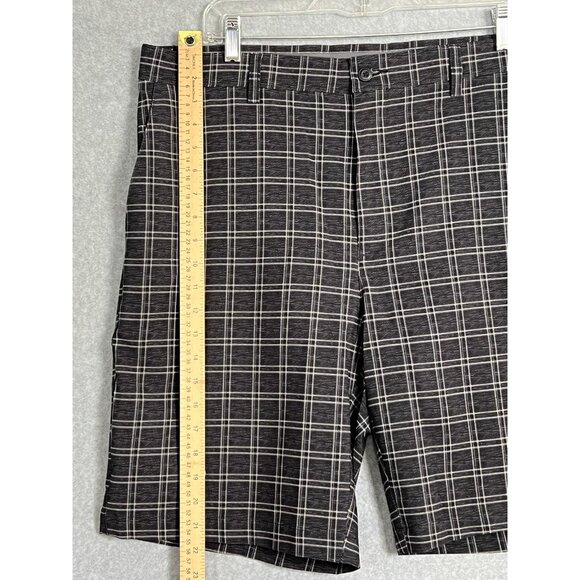 PGA Tour Men's Black Plaid Flat Front Golf Shorts Size 38 Lightweight Sporting - Picture 7 of 10